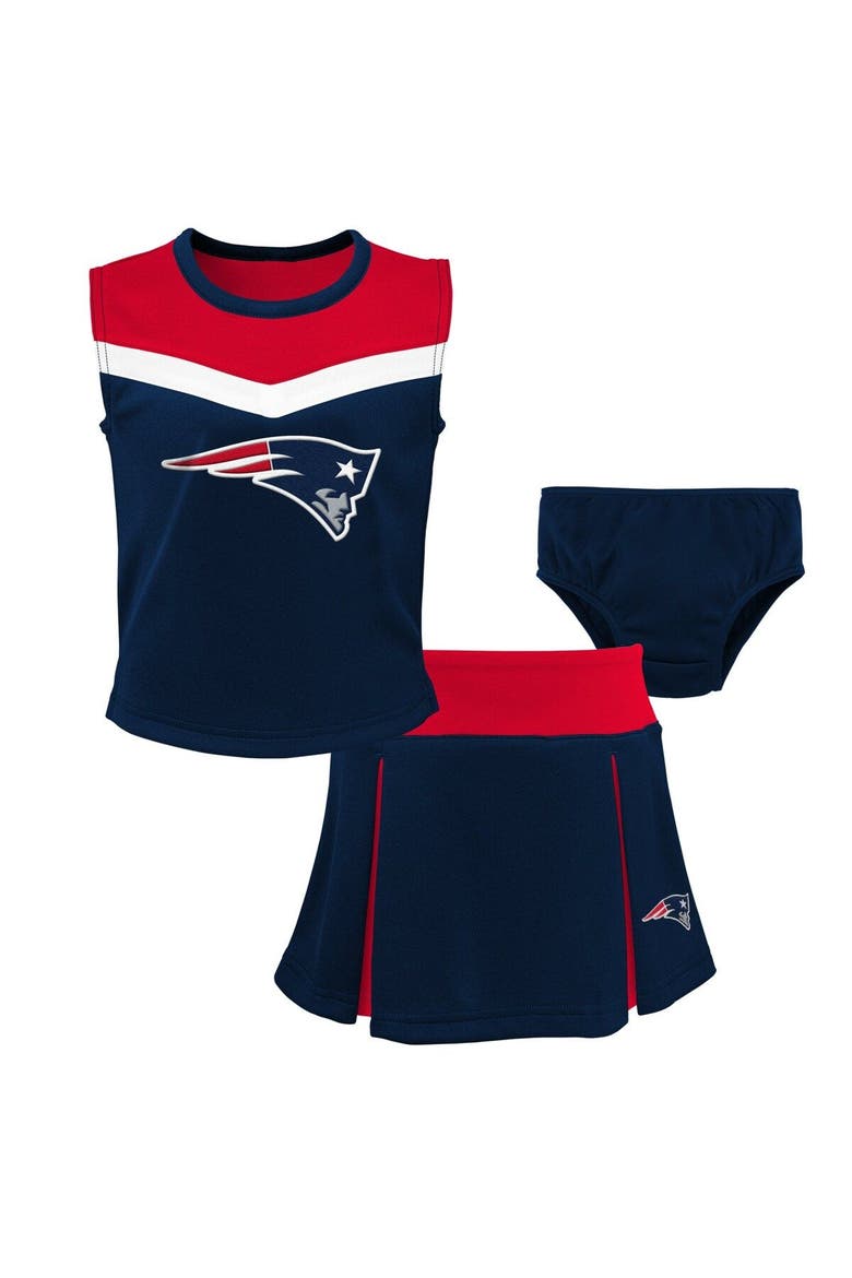 Girls Preschool Navy New England Patriots Spirit Cheerleader Two-Piece Set with Bloomers, Main, color, Navy