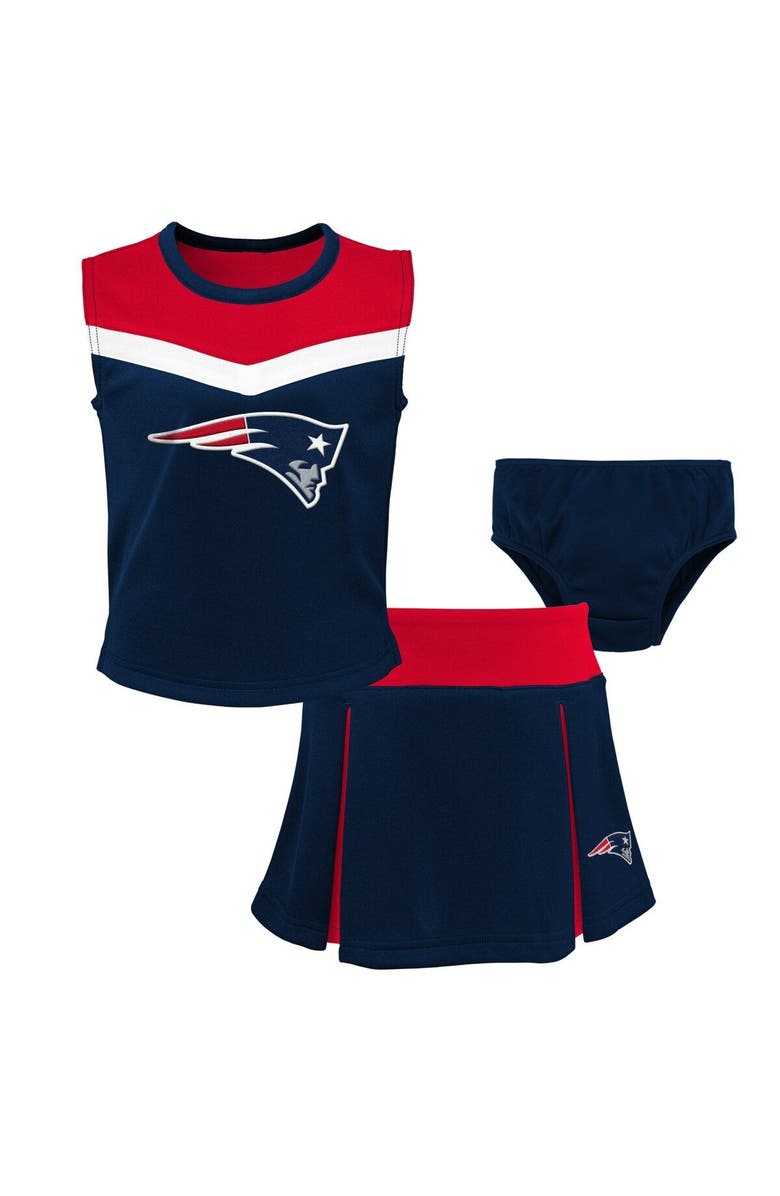 Outerstuff Girls Preschool Navy New England Patriots Spirit Cheerleader Two-Piece Set with Bloomers, Main, color, Navy