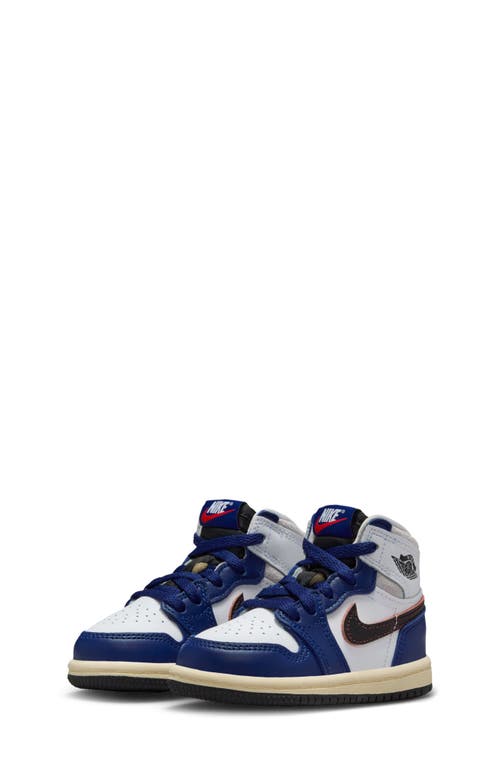 Nike Jordan Big Kids' Air Retro 1 High Og Casual Shoes In White/black/neutral Grey