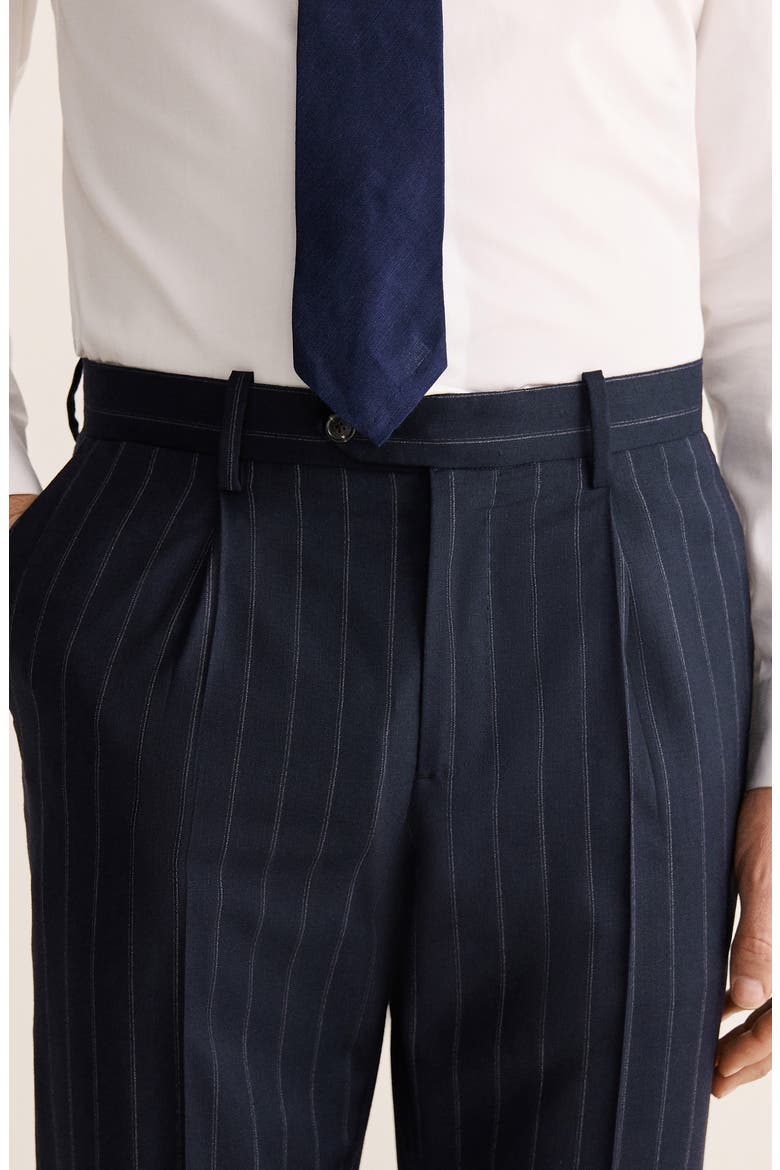 Venice Chalk Stripe Slim Fit Virgin Wool Pants, Alternate, color, NAVY