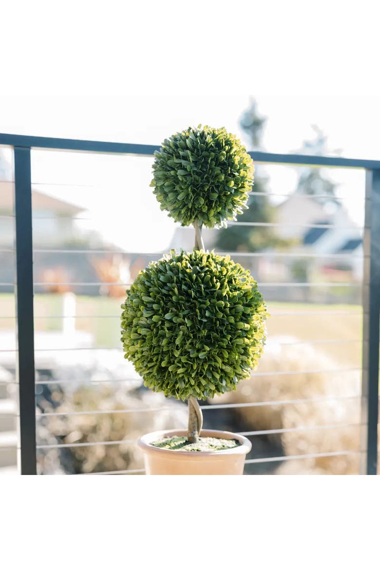 36" Double Boxwood Topiary in Pot, Alternate, color, Green