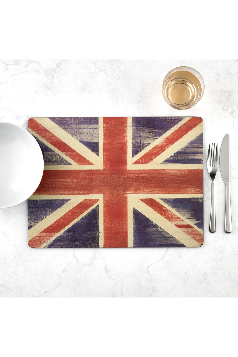 Union Jack Flag Set of 4 Cork Back Placemats, Alternate, color, Multi