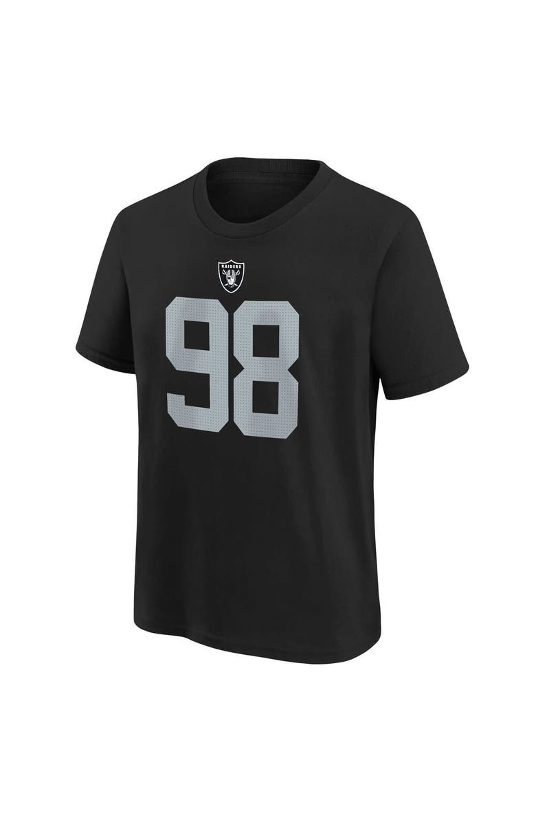 Nike Youth Nike Maxx Crosby Black Las Vegas Raiders Player Name & Number T-Shirt, Alternate, color, Black