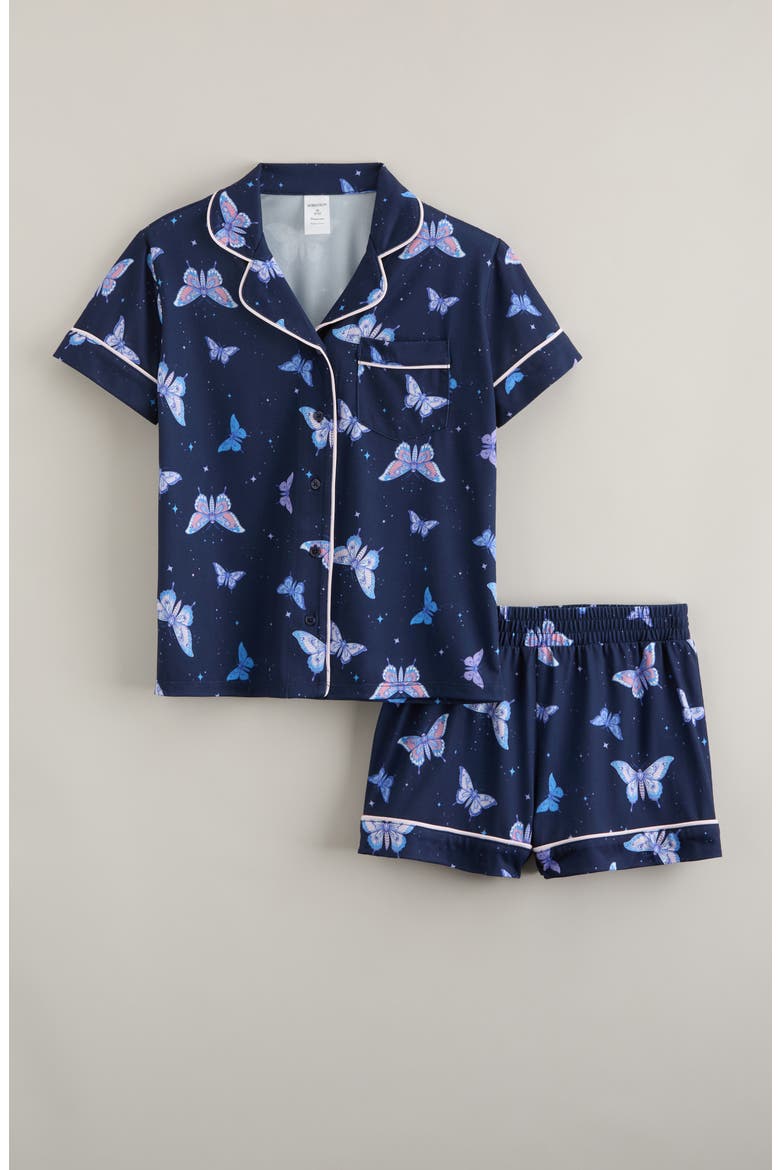 Kids' Short Pajamas, Main, color, NAVY PEACOAT BUTTERFLIES