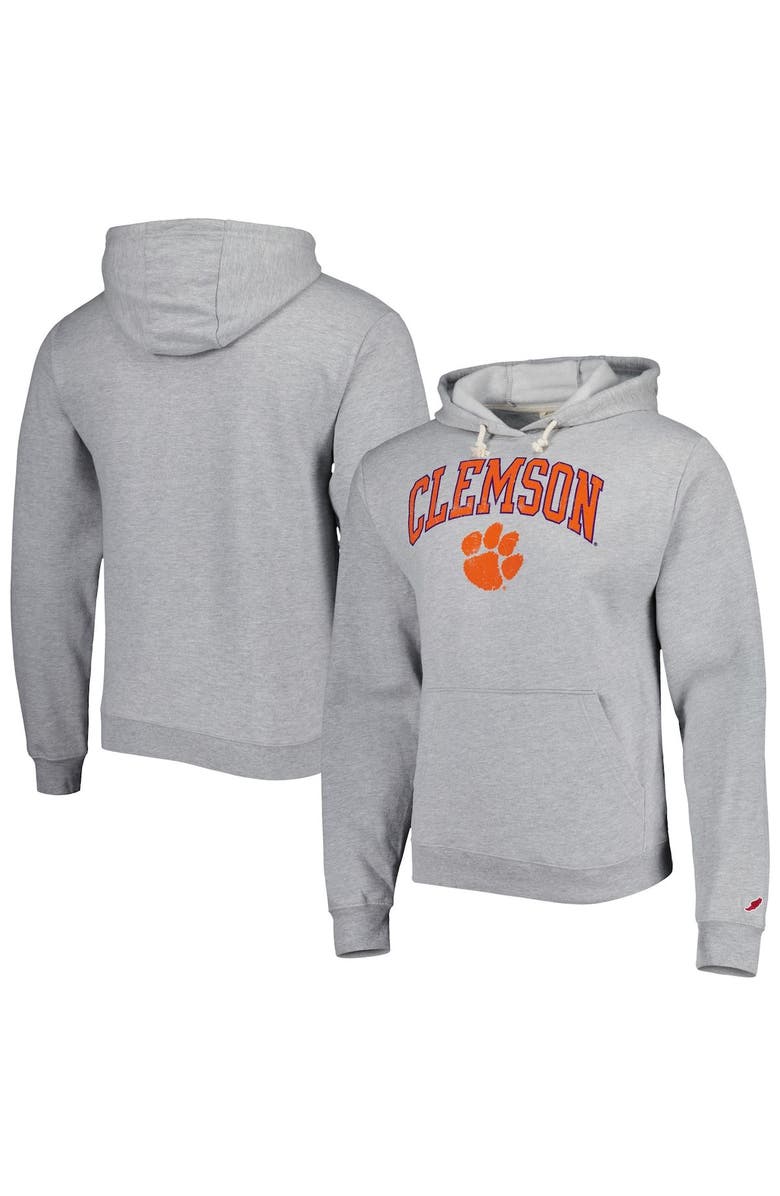LEAGUE COLLEGIATE WEAR Men's League Collegiate Wear Heather Gray Clemson Tigers Arch Essential Fleece Pullover Hoodie, Main, color, Gray