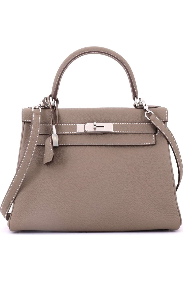 Pre-Owned Hermes Kelly Handbag Grey Togo with Palladium Hardware 28, Main, color,