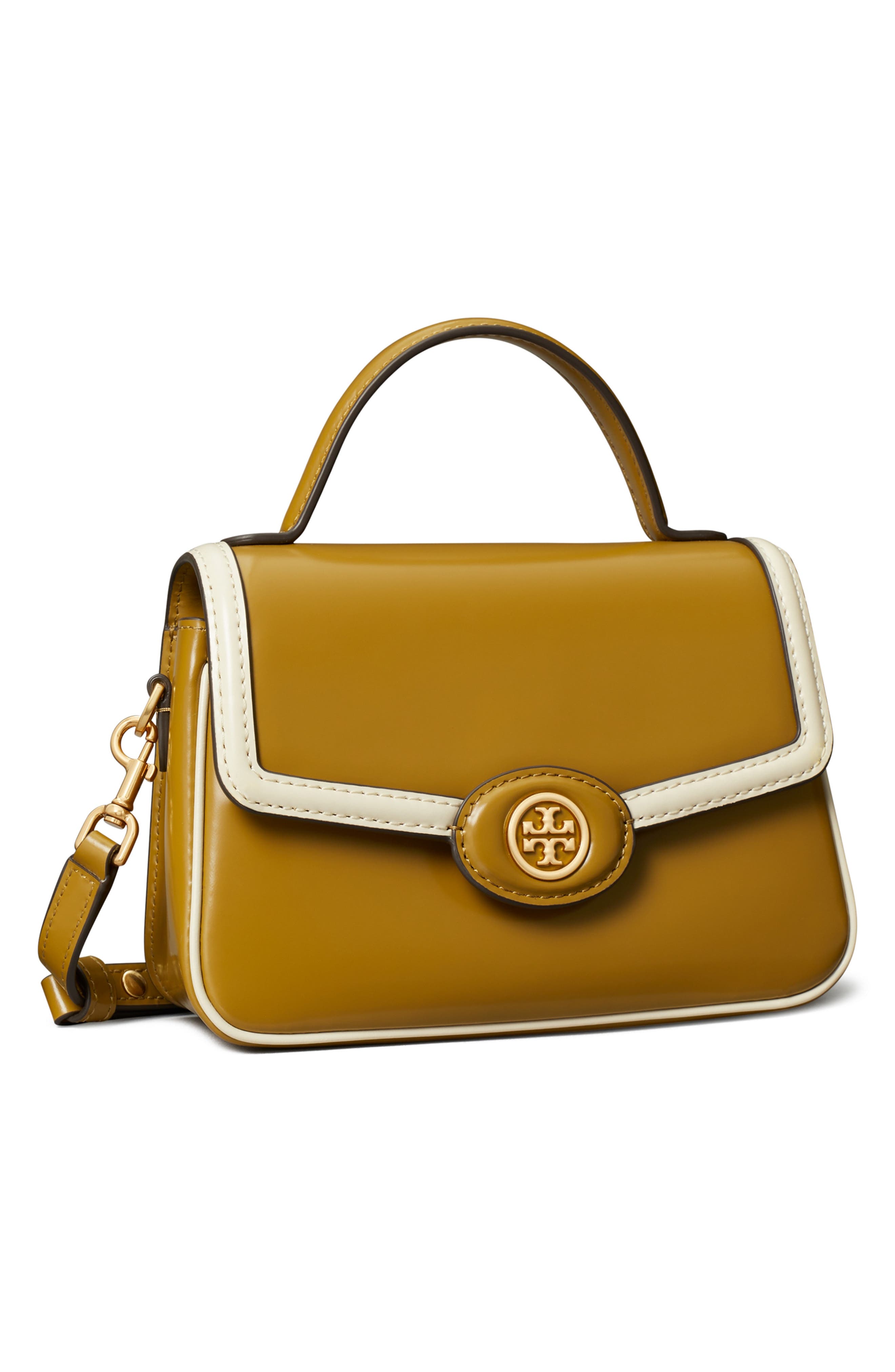 Tory Burch Robinson Colorblock Top Handle Leather Satchel, Alternate, color, 
