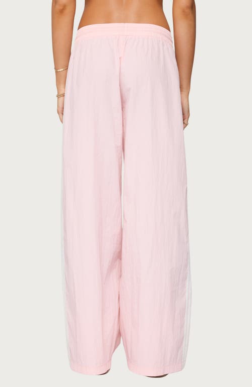 Edikted Annabella Low Rise Nylon Track Pants In Pink