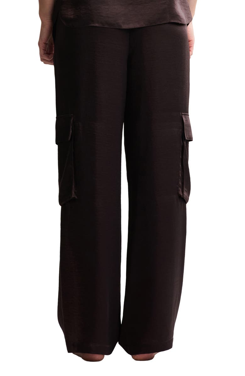Barefoot Dreams<sup>®</sup> Liquid Satin Wide Leg Cargo Pants, Alternate, color, Umber