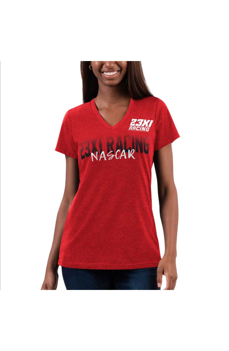 G-III 4HER BY CARL BANKS Women's G-III 4Her by Carl Banks Red 23XI Racing Snap V-Neck T-Shirt, Alternate, color, Red