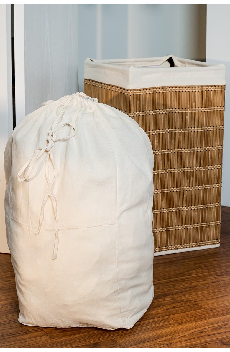 HONEY-CAN-DO Square Bamboo Wicker Hamper, Alternate, color,