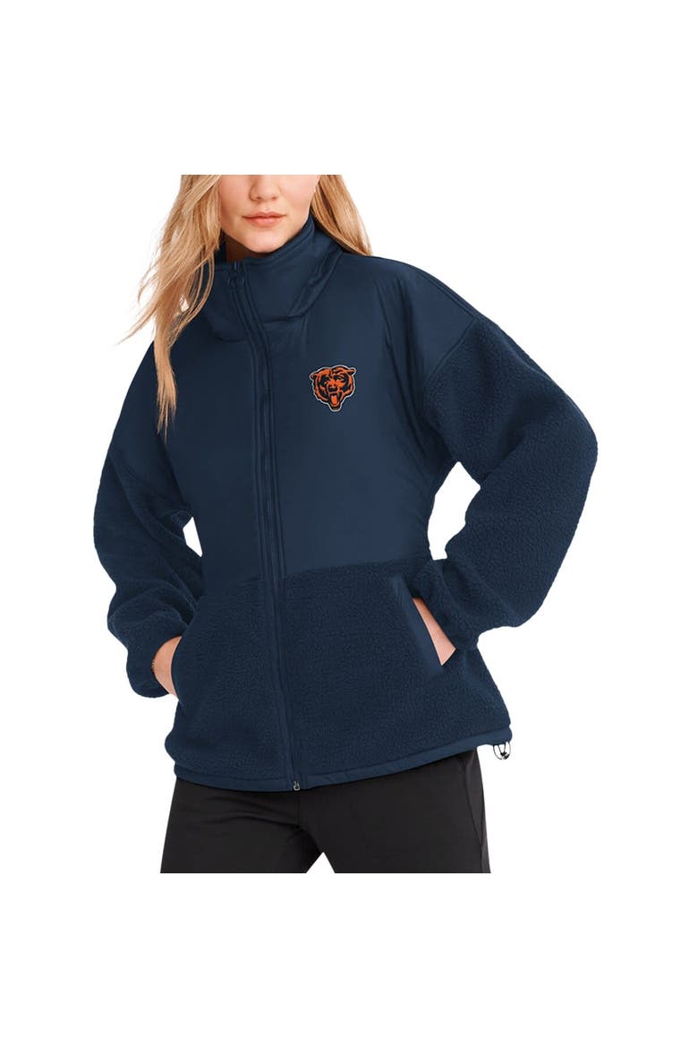 Women's DKNY Sport  Navy Chicago Bears Drew Mixed Media Full-Zip Jacket, Alternate, color, Navy