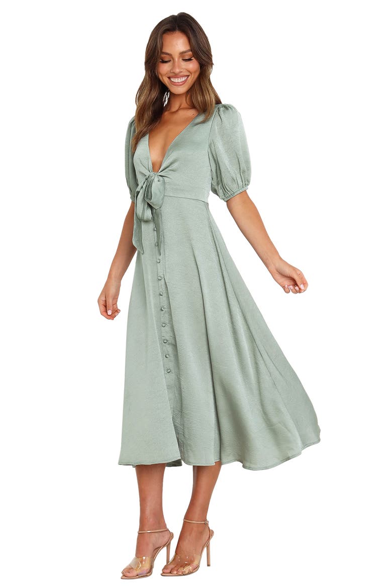 Piper Button Front Midi Dress, Alternate, color, SAGE