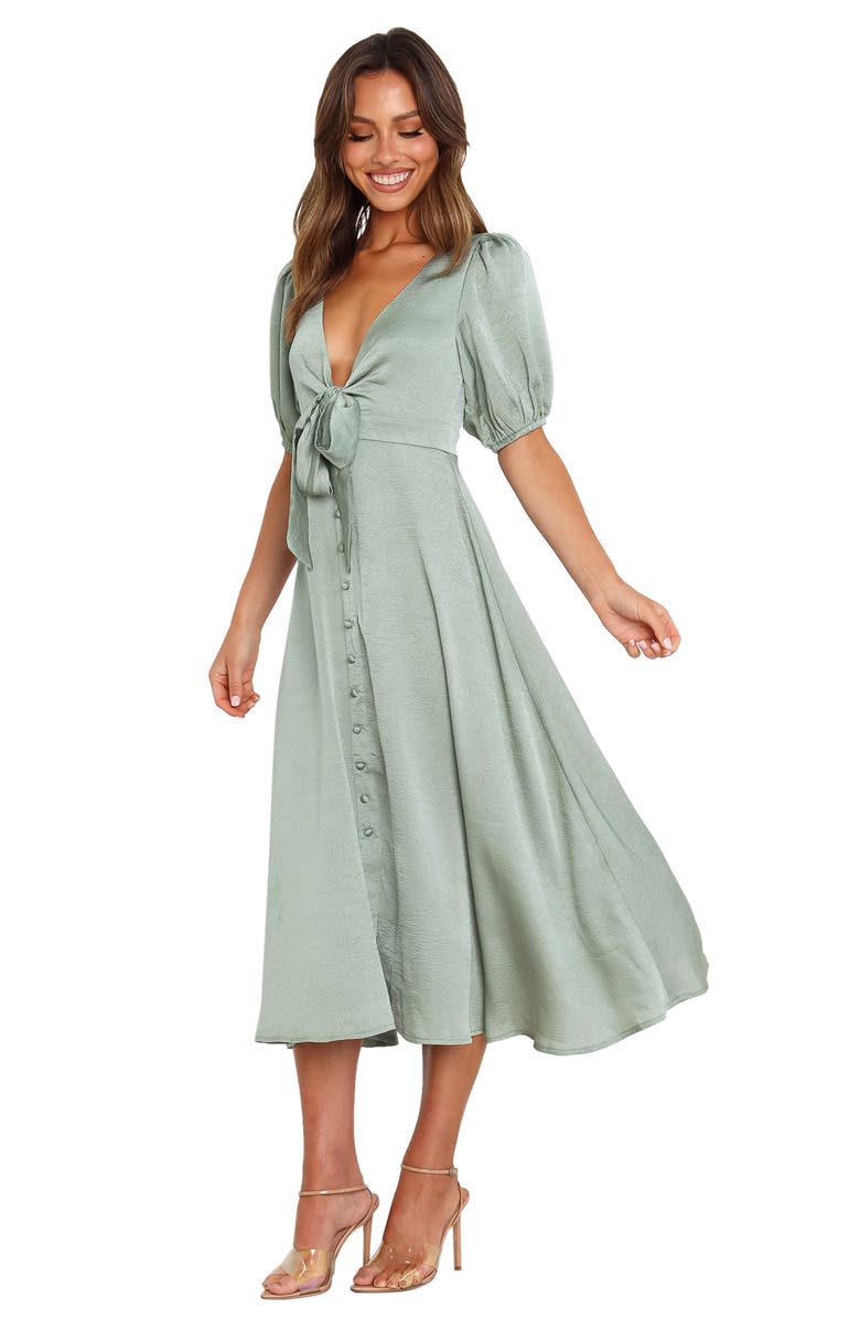 Petal & Pup Piper Button Front Midi Dress, Alternate, color, Sage