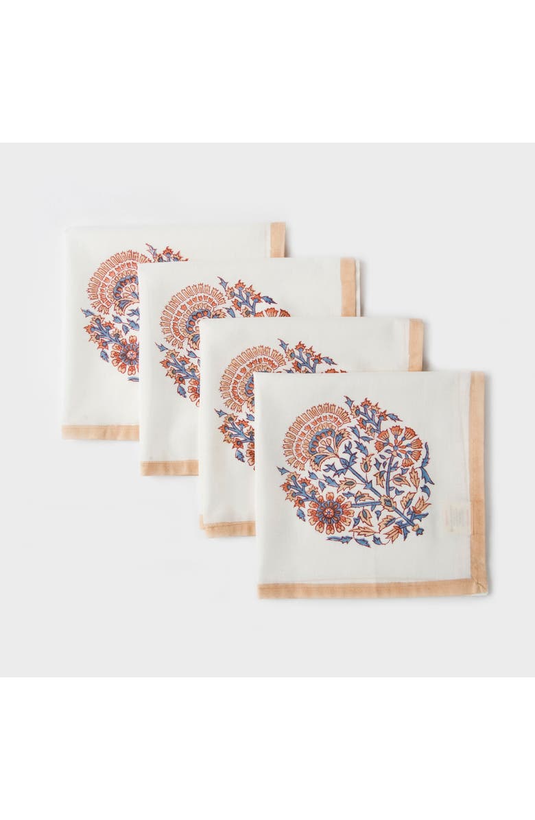 Mela Artisans Saffra Hand Block Printed Napkins - Set of 4, Alternate, color, Saffra
