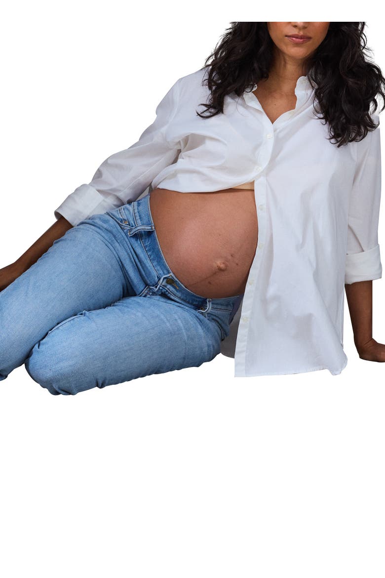 The Classic Maternity Button-Up Shirt, Alternate, color, WHITE