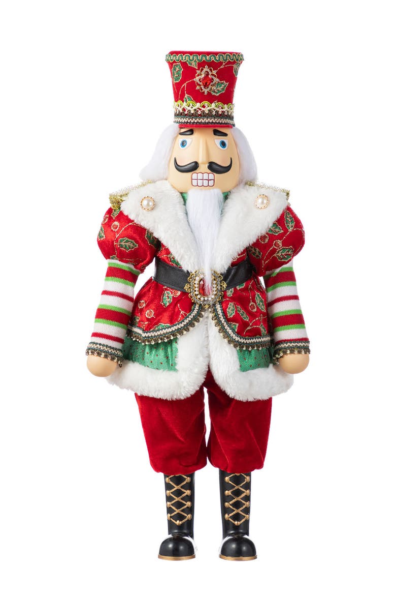 20"H Faux Fur Christmas Nutcracker Figurine, Main, color, Red