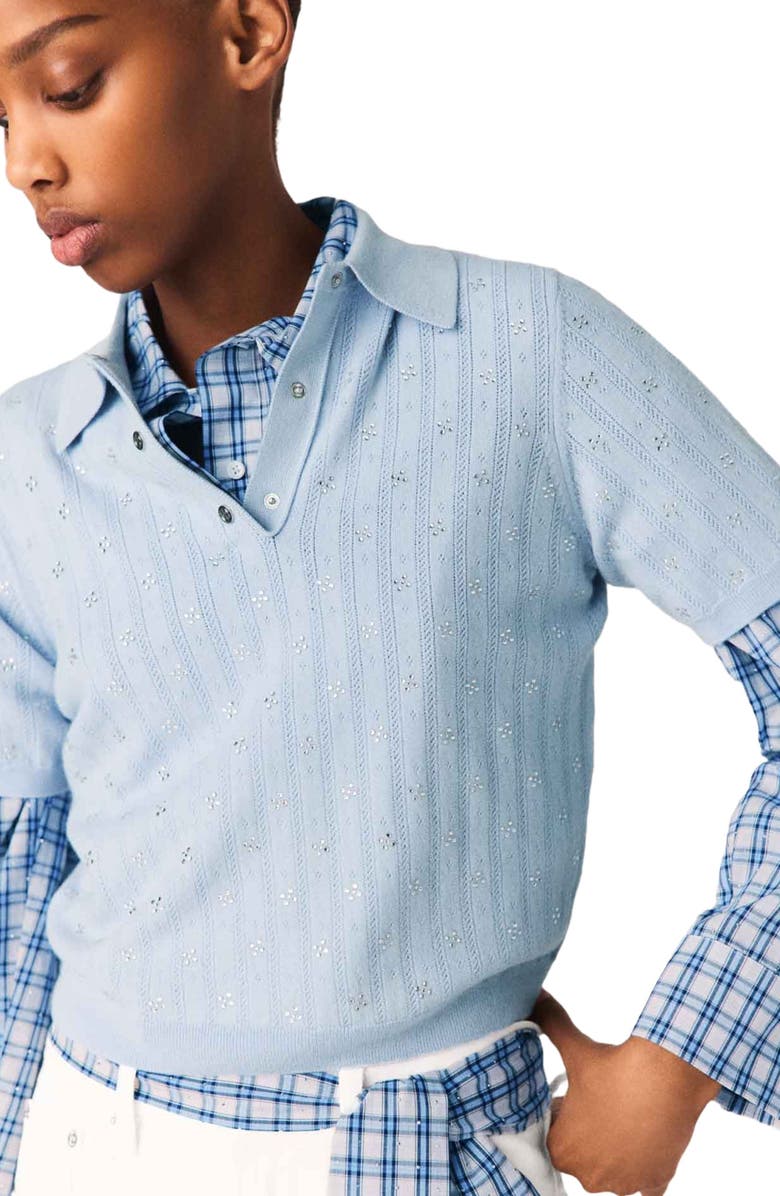 maje Cropped sweater with rhinestones, Alternate, color, Blue Sky