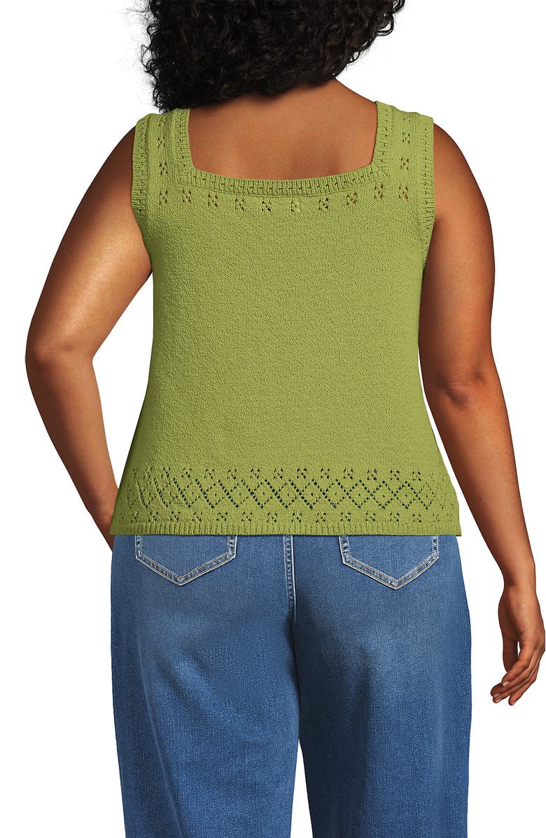 Lands' End Pointelle Square Neck Tank Sweater, Alternate, color,