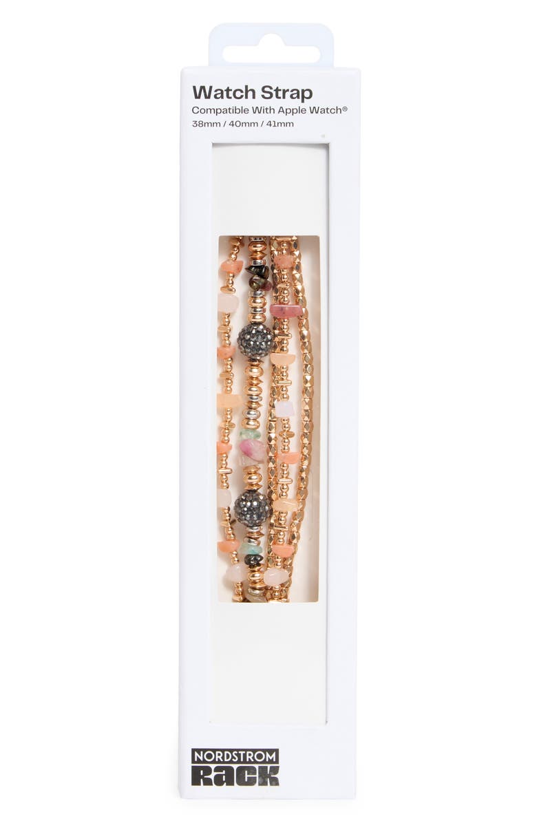NORDSTROM RACK Beaded Smart Watch Strap, Alternate, color, Neutral Multi- Gold