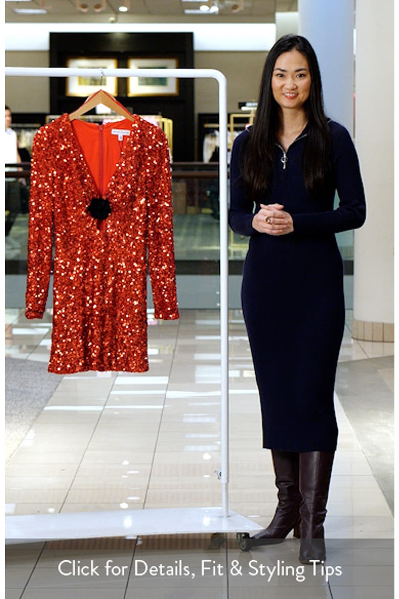 Tula Floral Appliqué Cutout Sequin Long Sleeve Dress video