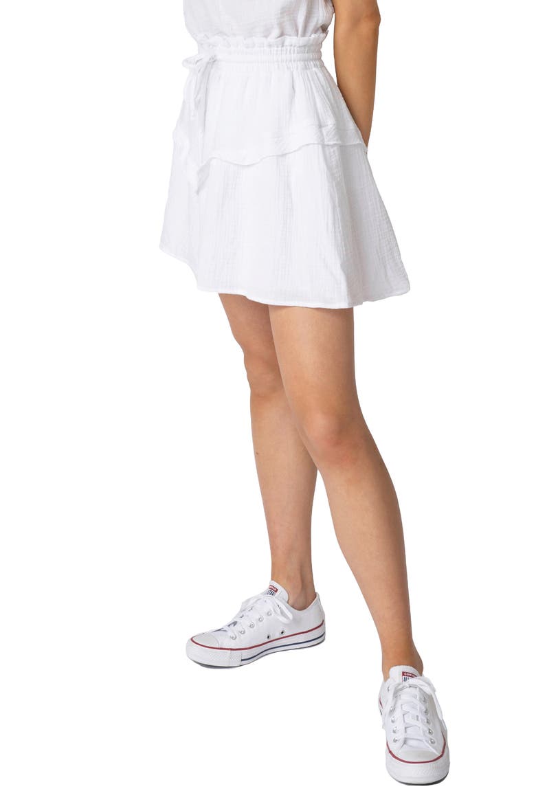 Ruffle Cotton Gauze Drawstring Skirt, Alternate, color, OFF WHITE
