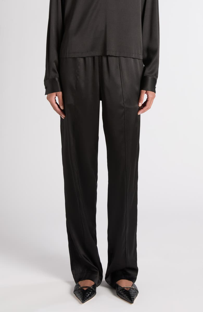 TOM FORD Stretch Silk Satin PJ Pants, Main, color, Black