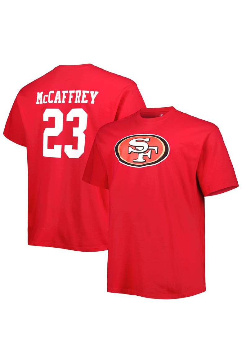 Men's Fanatics Branded Christian McCaffrey Scarlet San Francisco 49ers Big & Tall Player Name & Number T-Shirt, Main, color, Scarlet