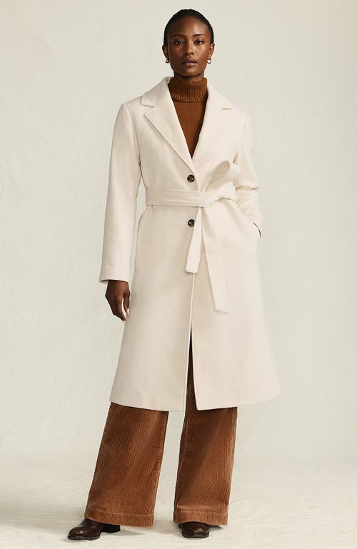Lands' End Wool Wrap Long Coat In Neutral