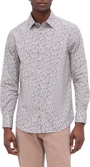 Bugatchi Julian Shaped Fit Geo Print Button-Up Shirt