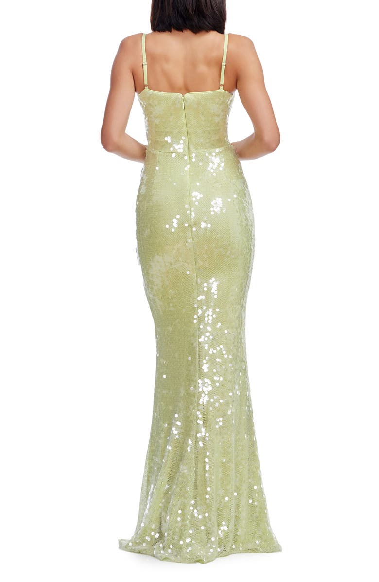 Dress the Population Giovanna Sequin Mermaid Gown, Alternate, color, Celery Juice