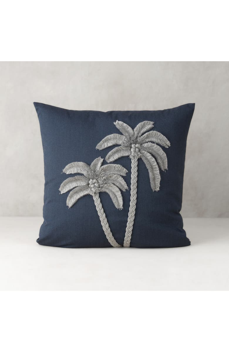 Elaine Smith Escape Handmade Applique Indoor & Outdoor Woven Accent Pillow, Alternate, color, Gray