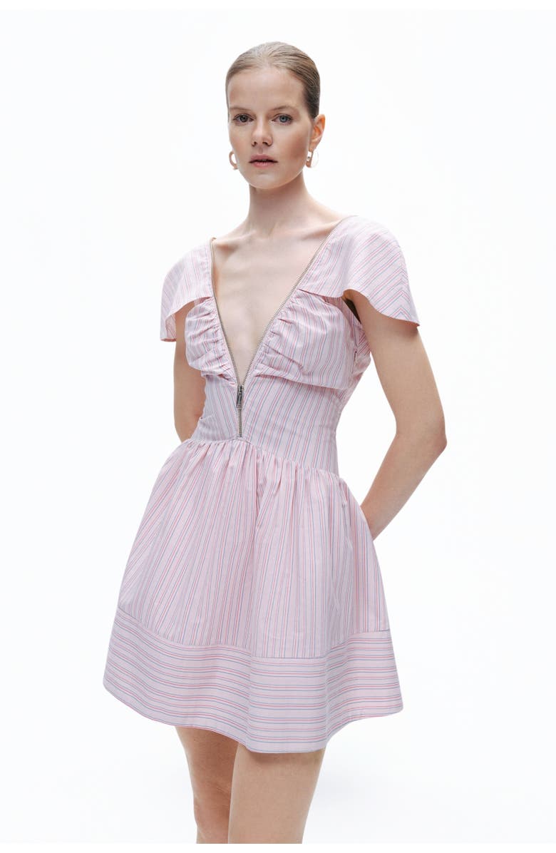 Nocturne Striped Mini Dress with Zipper Detail, Alternate, color,