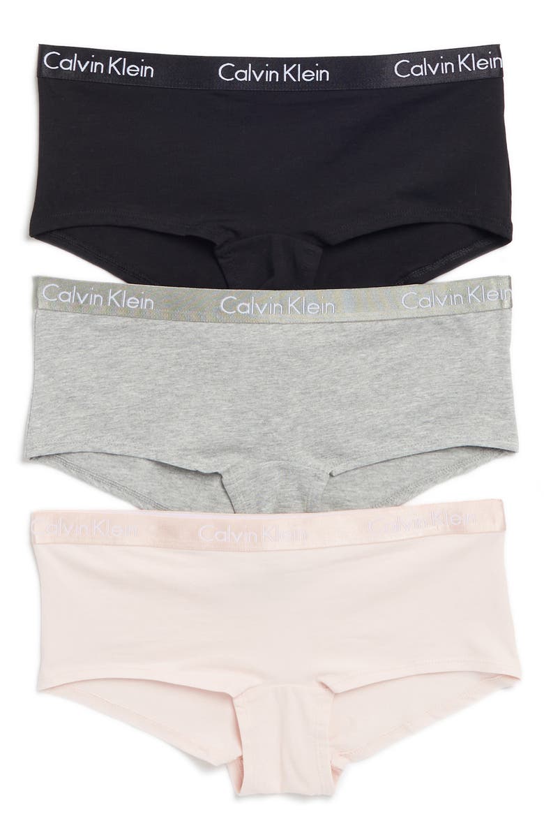Calvin Klein Motive Cotton Boyshorts - Pack of 3, Main, color, 
