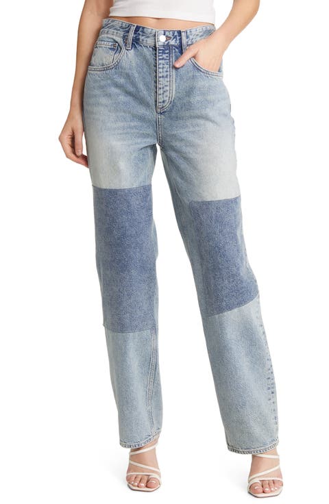 Clove Patched High Waist Relaxed Straight Leg Jeans (Nomad)