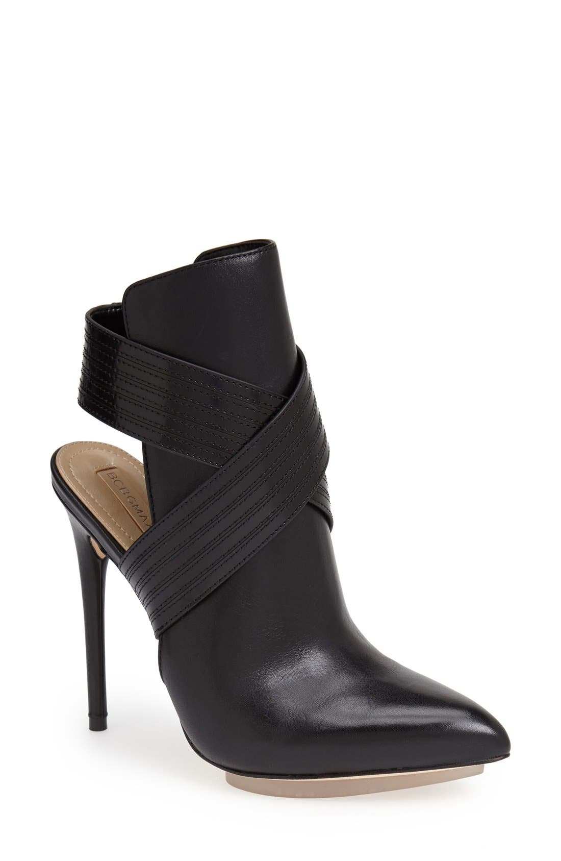'Krimp' Pointy Toe Bootie, Main, color, BLACK