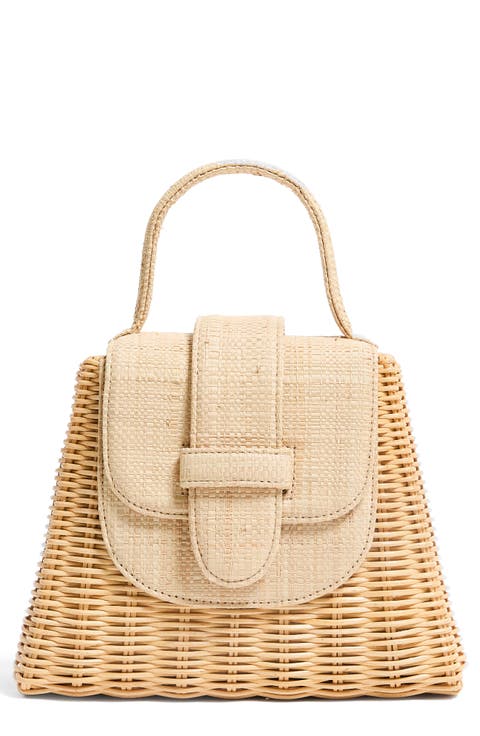 The Petite Lady Rattan & Raffia Top Handle Bag