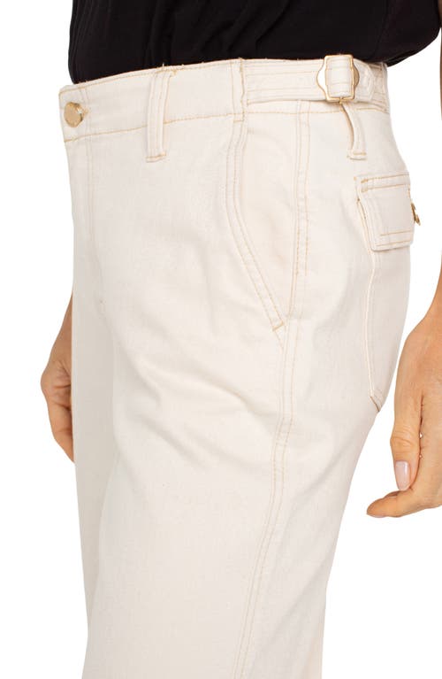 Liverpool Los Angeles Button Tab High Waist Crop Wide Leg Pants In Seaside Dunes