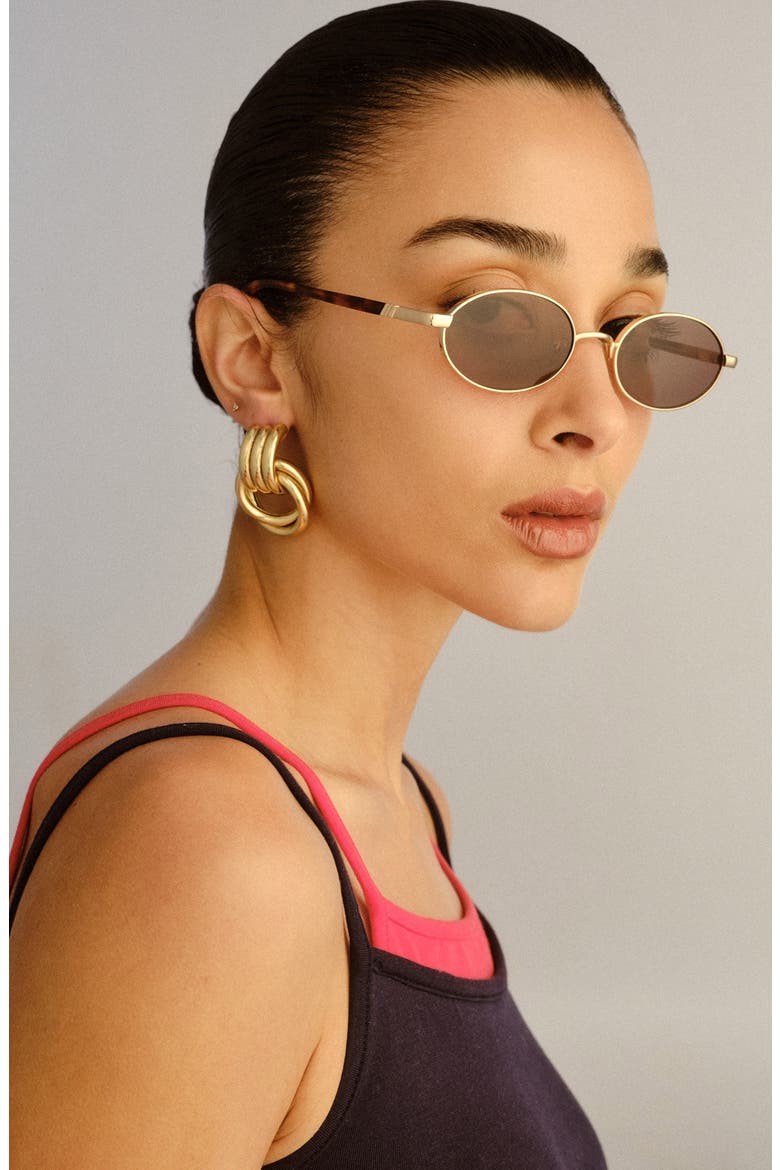 55mm Icicle Oval Sunglasses, Alternate, color, BRIGHT GOLD / SMOKEY BROWN