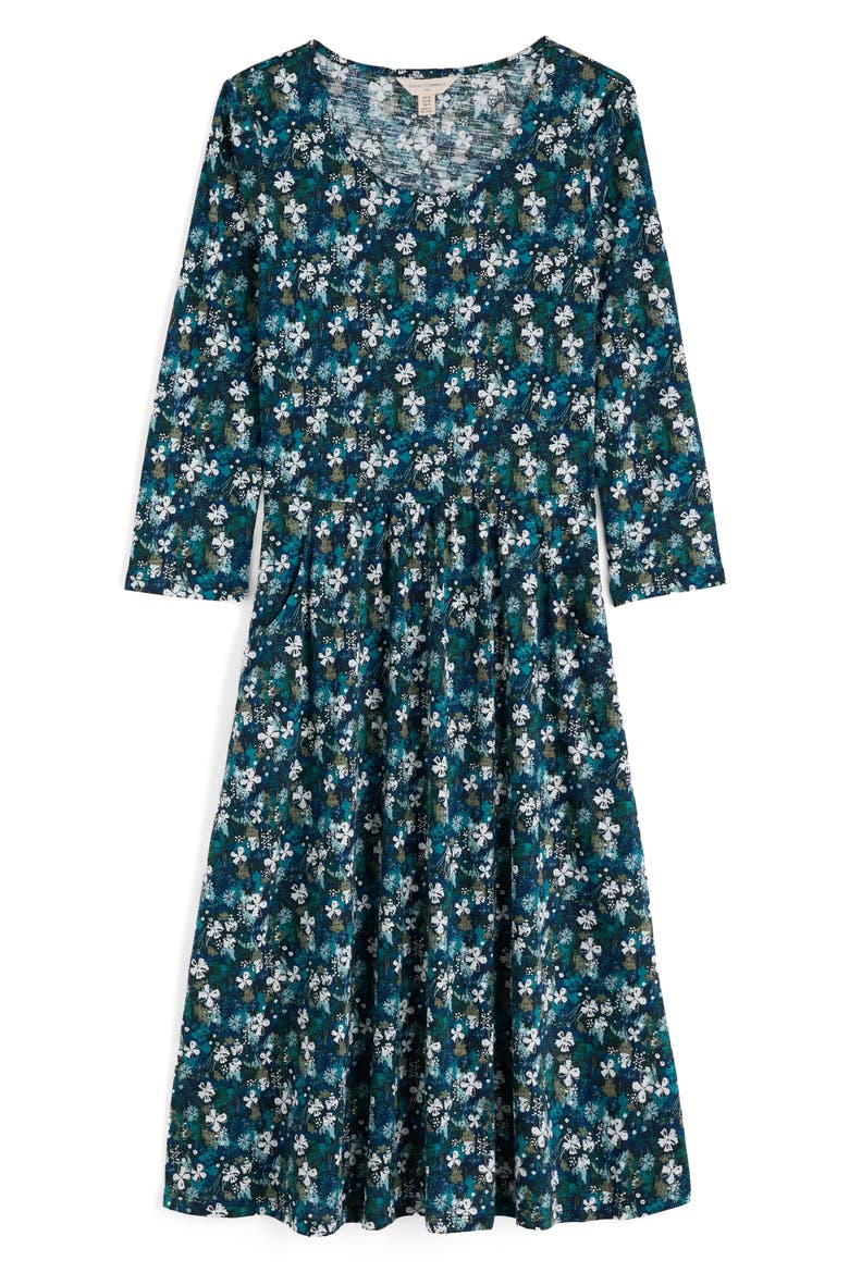 Enor Print Organic Cotton Fit & Flare Dress, Alternate, color, MOORLAND FLORAL MARITIME