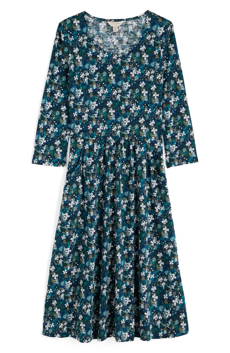 Seasalt Cornwall Enor Print Organic Cotton Fit & Flare Dress, Alternate, color, Moorland Floral Maritime
