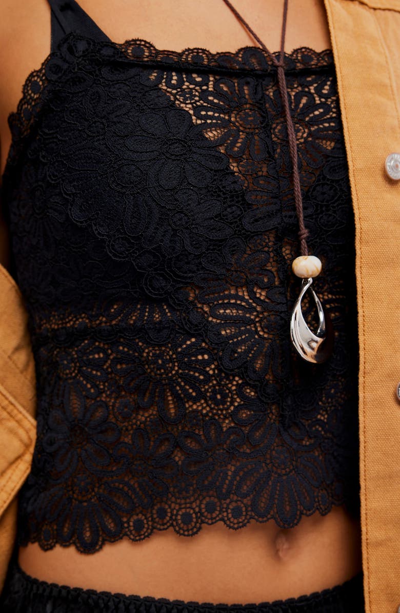 Free People Love and Lace Semi Sheer Crop Camisole, Alternate, color, 