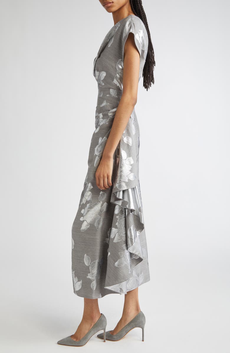 Lela Rose Florence Metallic Jacquard Sheath Dress, Alternate, color, Silver/ Grey