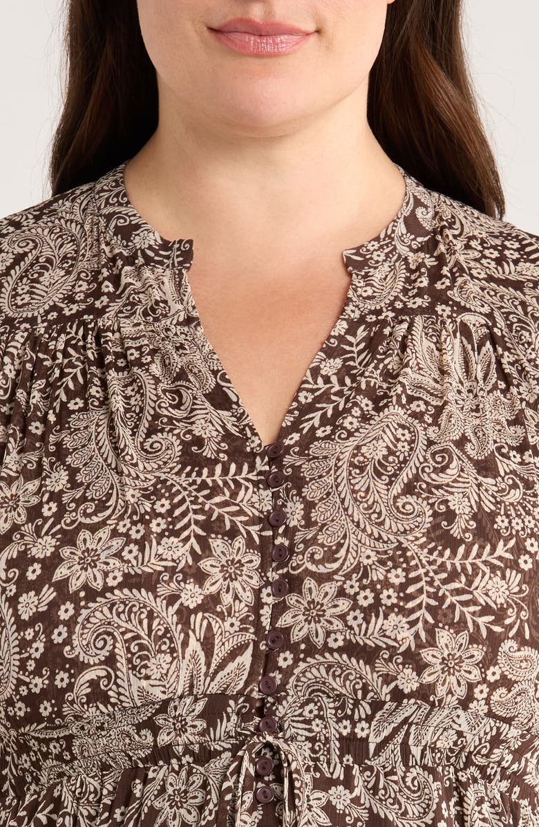 GIBSONLOOK Kira Print Drawstring Maxi Dress, Alternate, color, Java Floral