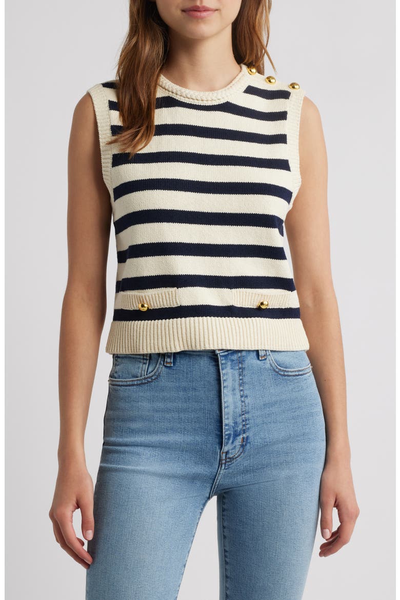The Harbor Sleeveless Sweater, Main, color, NAVY MULTI