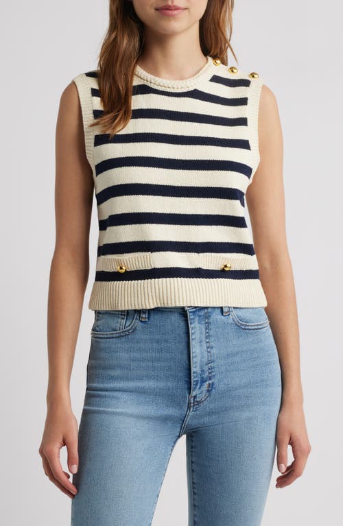 Frame Womens Navy Multi The Harbor Striped Cotton-blend Vest Xs