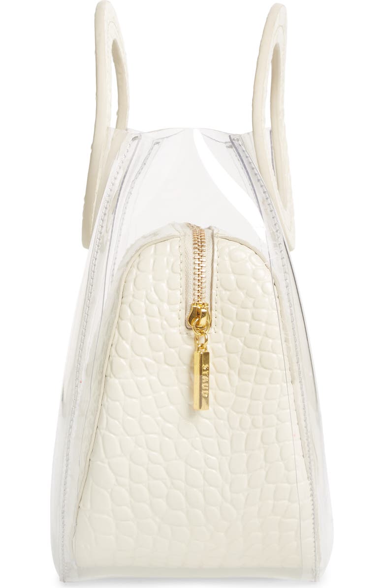 STAUD Frida Transparent Handbag, Alternate, color, Clear/ Cream Croc