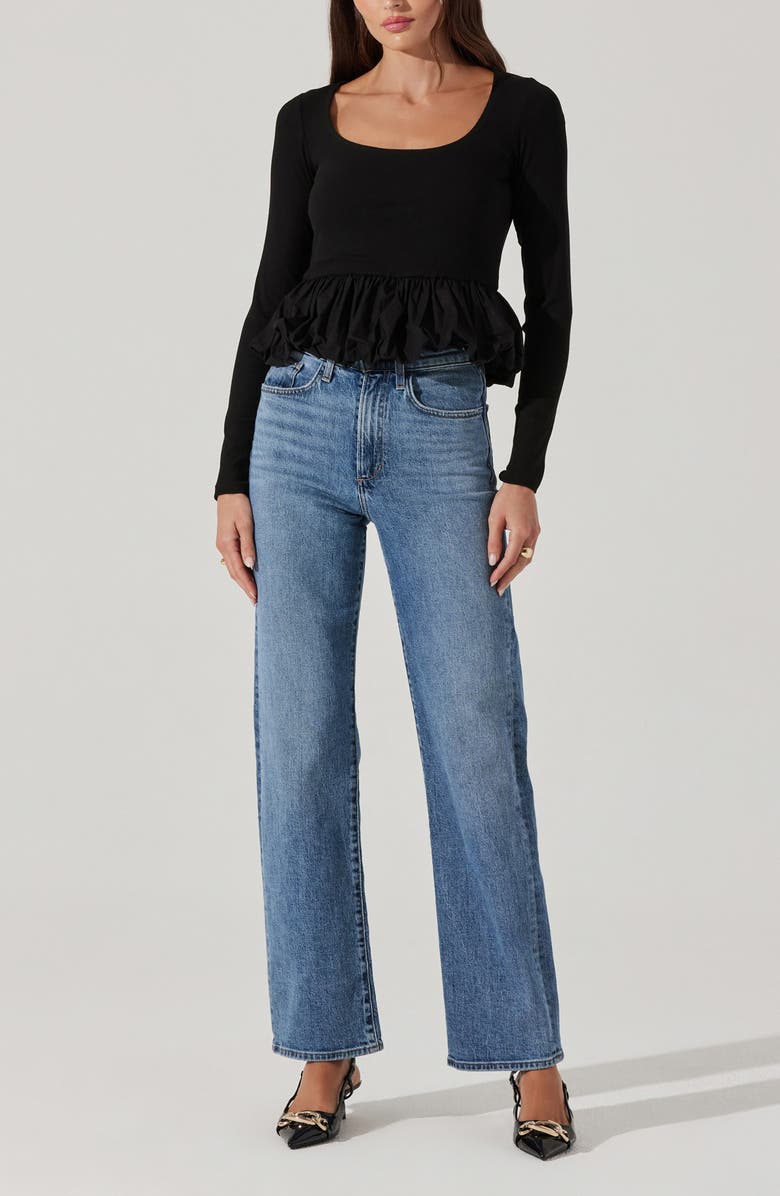 ASTR the Label Bubble Peplum Top, Alternate, color, Black