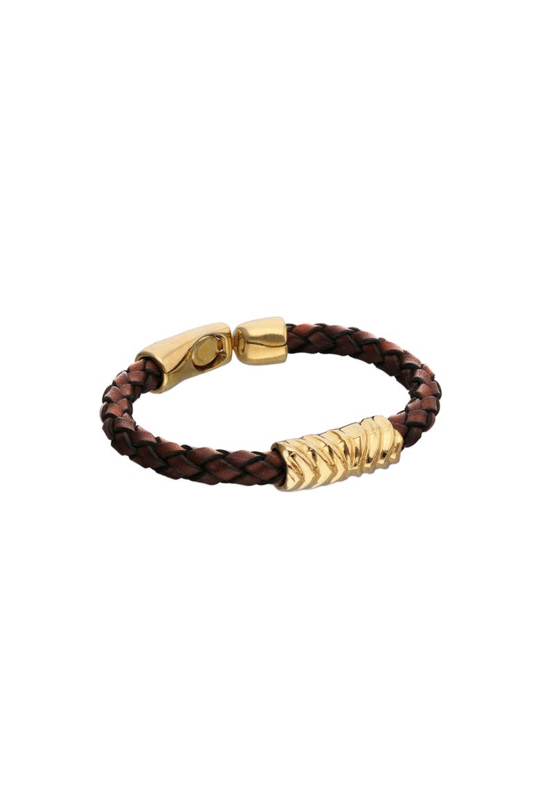 18K Gold-Plated Leather Bracelet, Alternate, color, Gold
