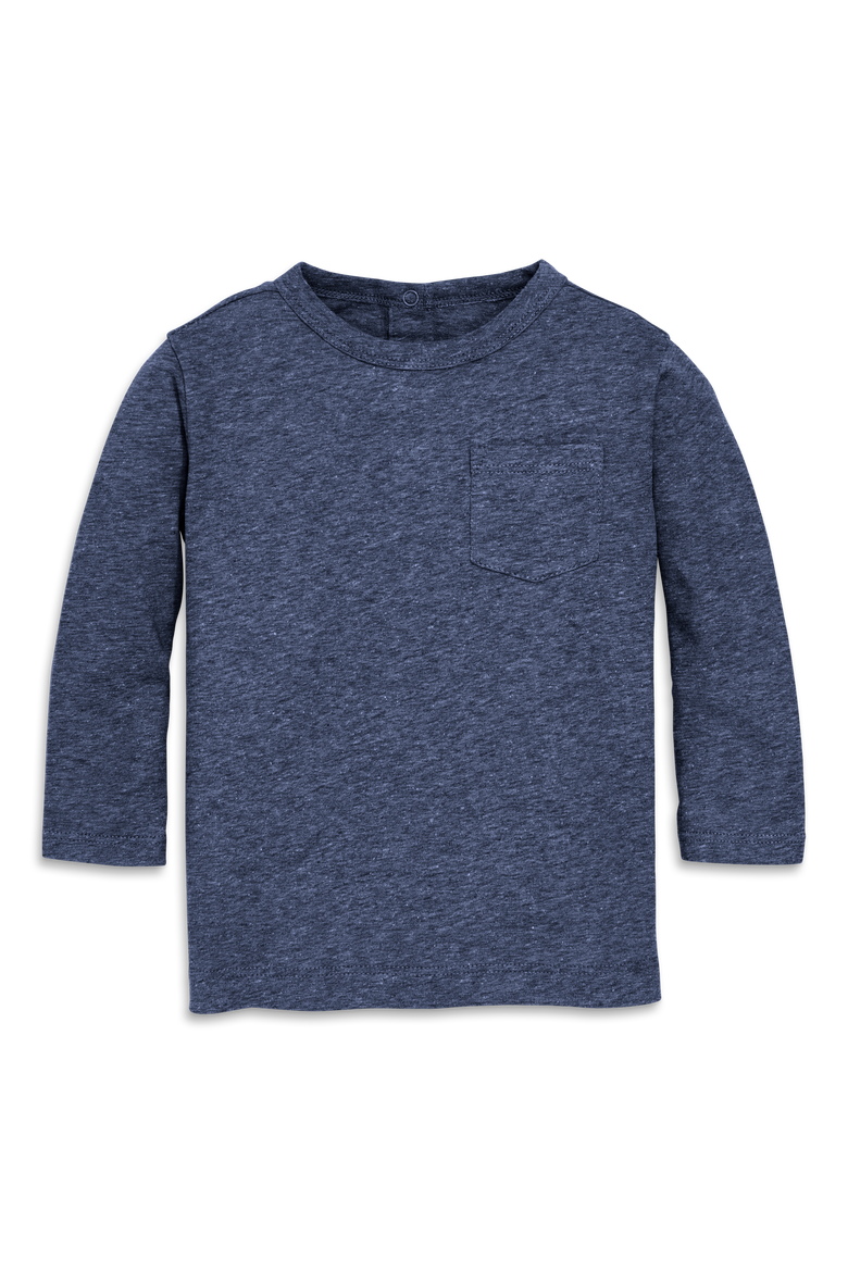Baby Heathered Long Sleeve Pocket Tee, Main, color, Navy